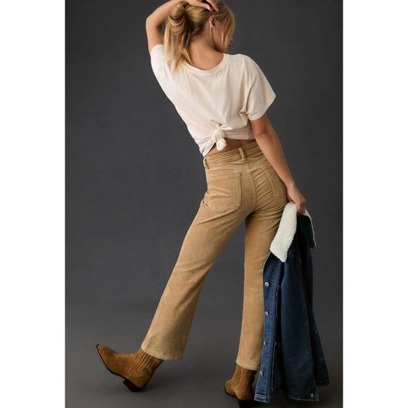 NWT ANTHROPOLOGIE The Yaya Mid-Rise Crop Flare Jeans by Pilcro $148 31 TALL Dune - Picture 4 of 5